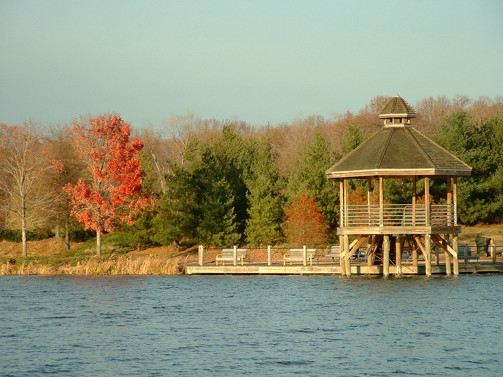 Lake with gazebo
